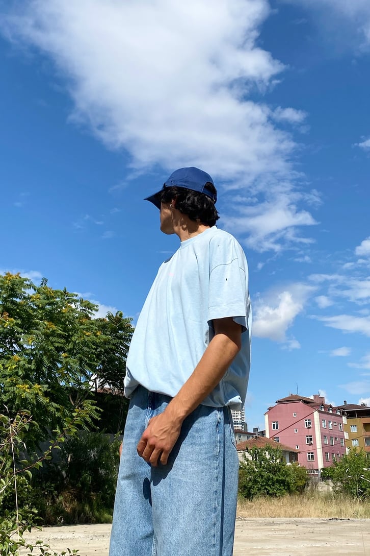 Shapes Sırt Baskılı Buz Mavisi Oversize Tshirt