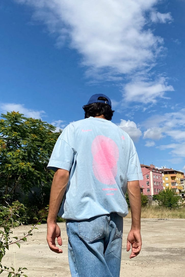 Shapes Sırt Baskılı Buz Mavisi Oversize Tshirt