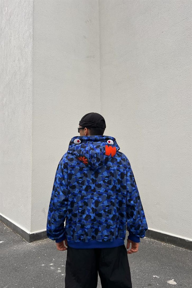 Shark Head Full Zip Lacivert Hoodie