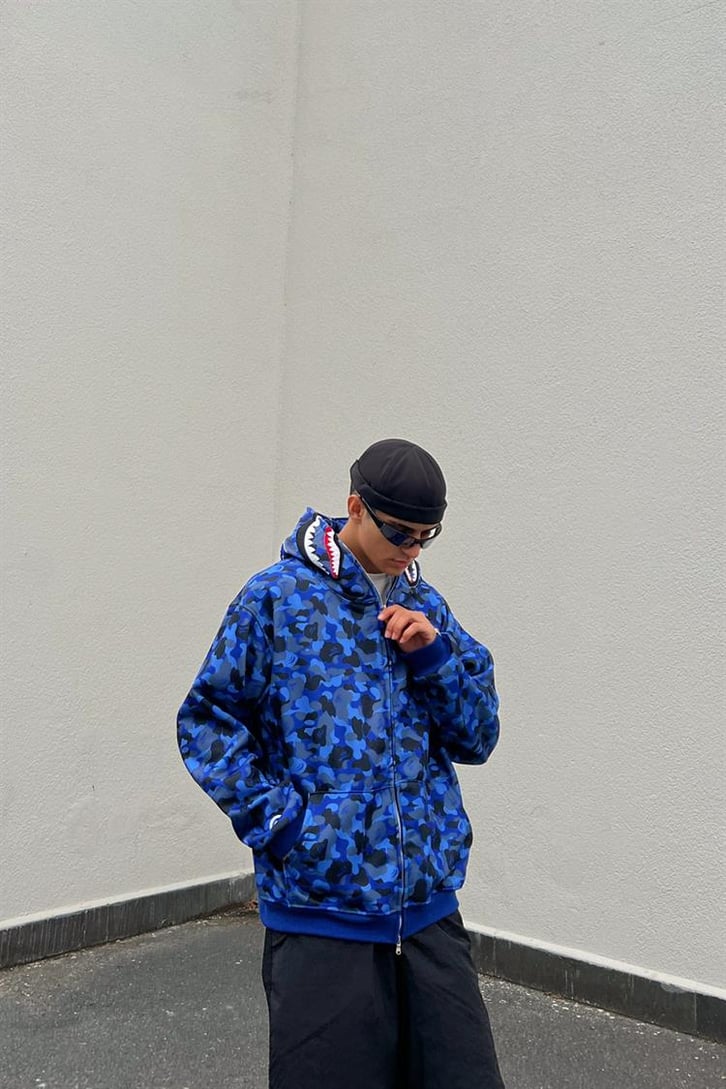 Shark Head Full Zip Lacivert Hoodie