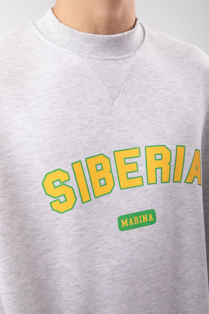 Siberia Marina Print Karmelanj Oversize Sweatshirt