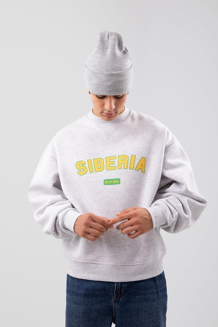 Siberia Marina Print Karmelanj Oversize Sweatshirt
