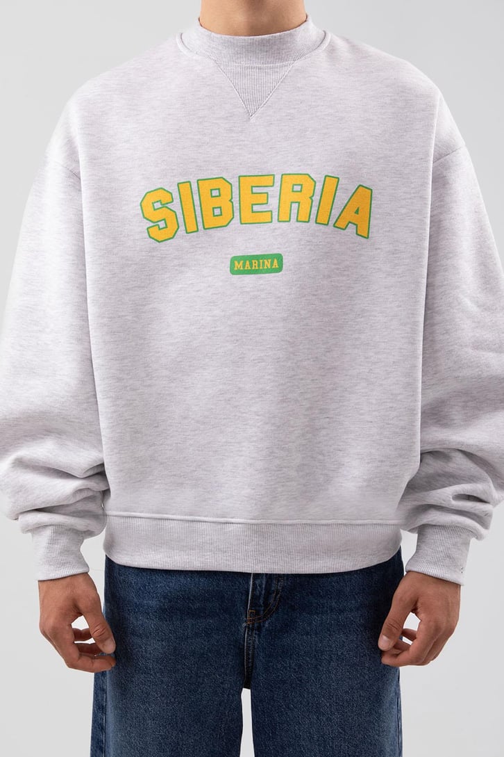 Siberia Marina Print Karmelanj Oversize Sweatshirt