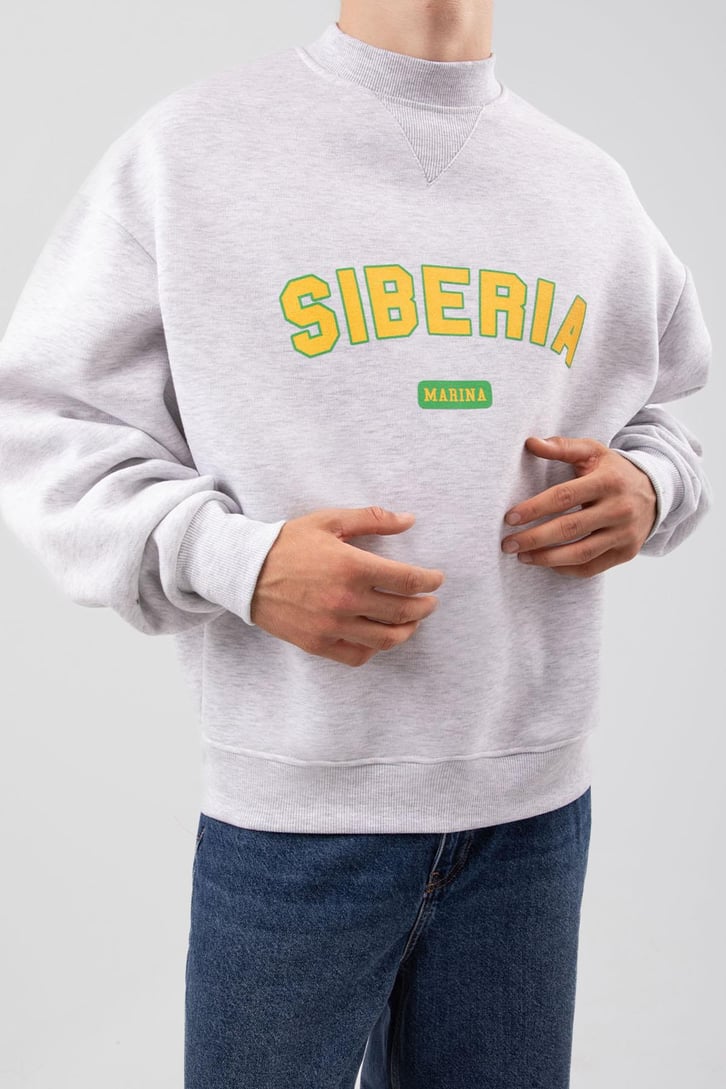 Siberia Marina Print Karmelanj Oversize Sweatshirt