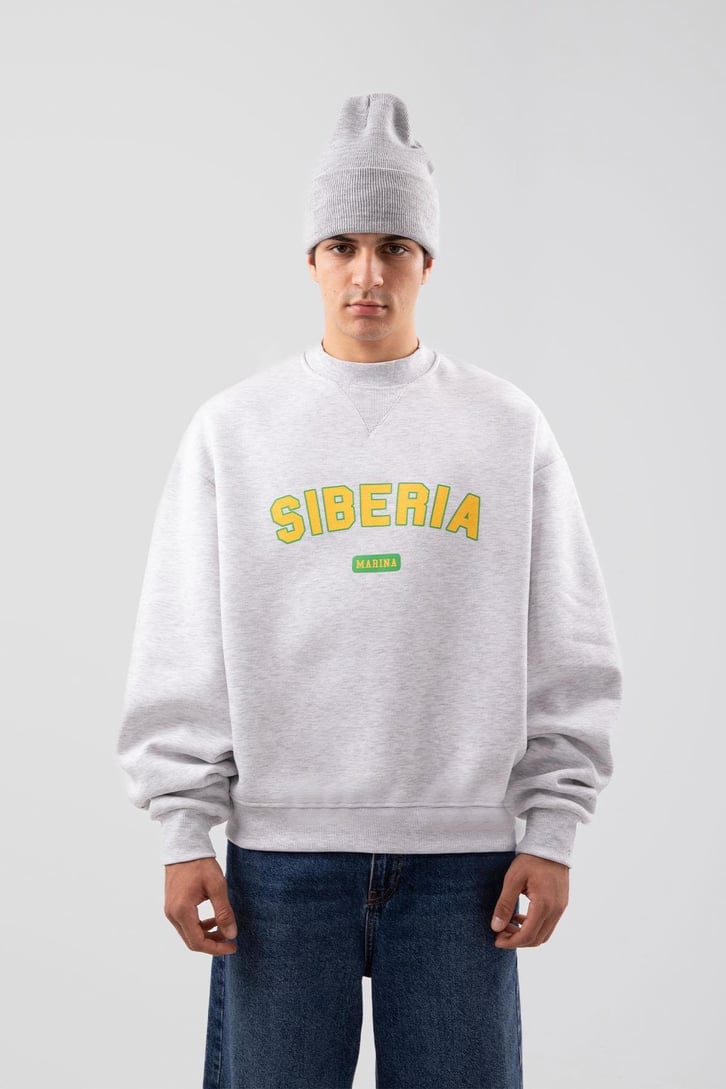 Siberia Marina Print Karmelanj Oversize Sweatshirt
