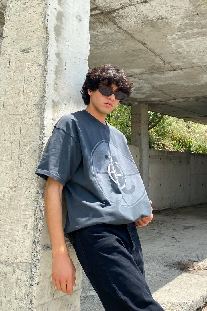 Sighting Baskılı Acid Wash Oversize Tshirt