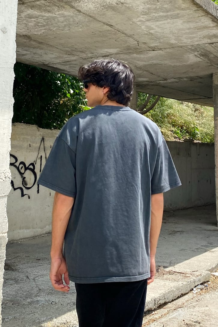 Sighting Baskılı Acid Wash Oversize Tshirt