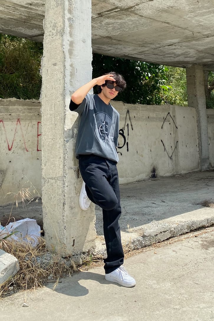 Sighting Baskılı Acid Wash Oversize Tshirt
