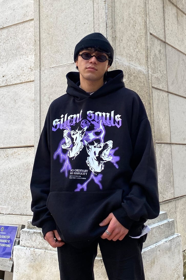 Silent Soul Oversize Printed Premium Hoodie