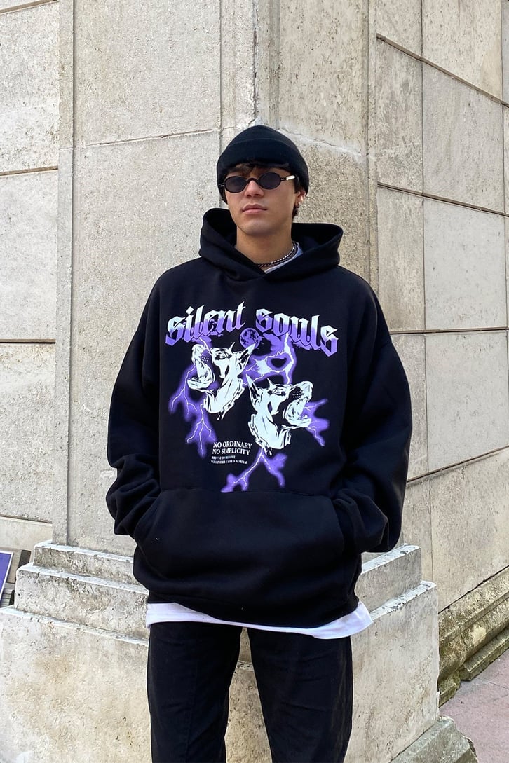Silent Soul Oversize Printed Premium Hoodie