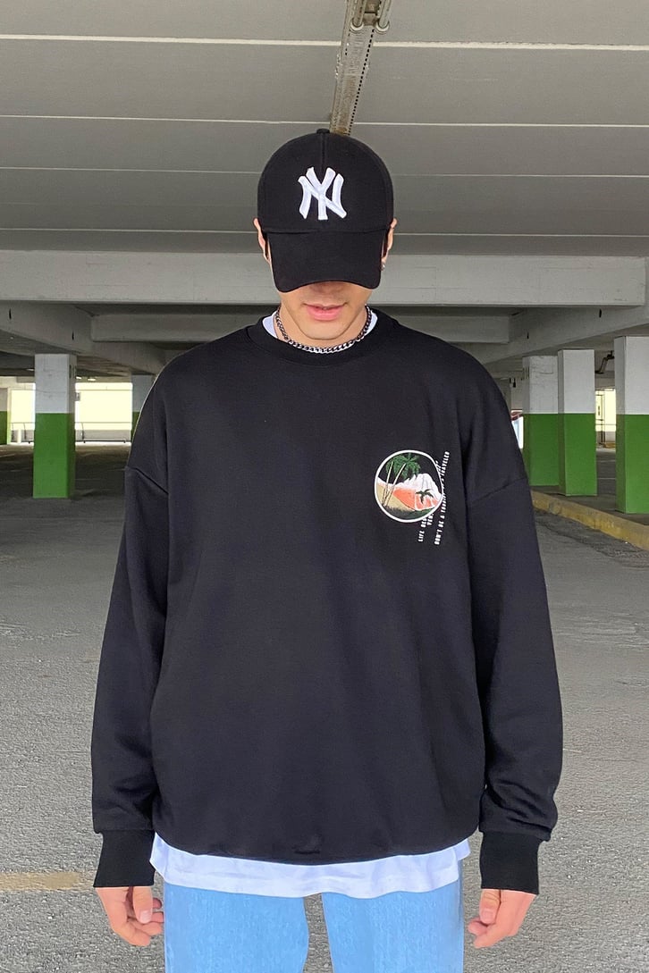 SİNGAPORE BASKILI OVERSIZE SWEATSHIRT