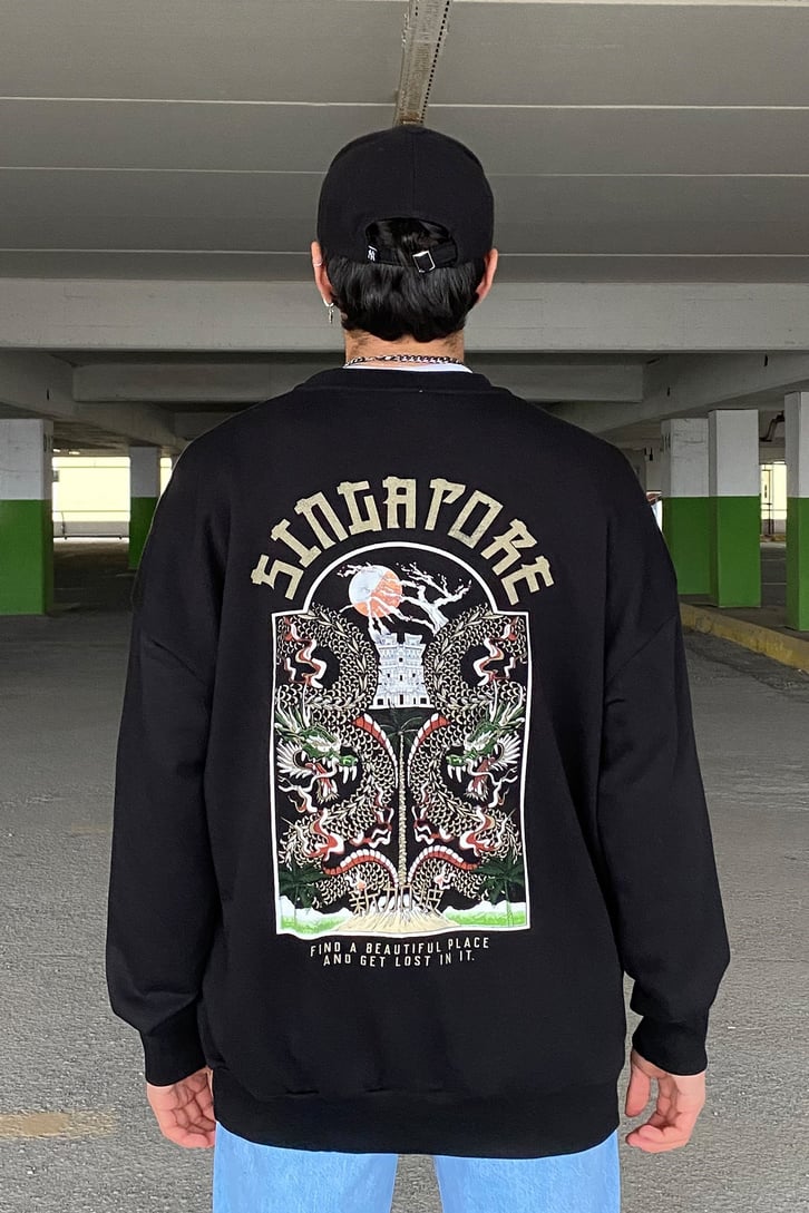 SİNGAPORE BASKILI OVERSIZE SWEATSHIRT