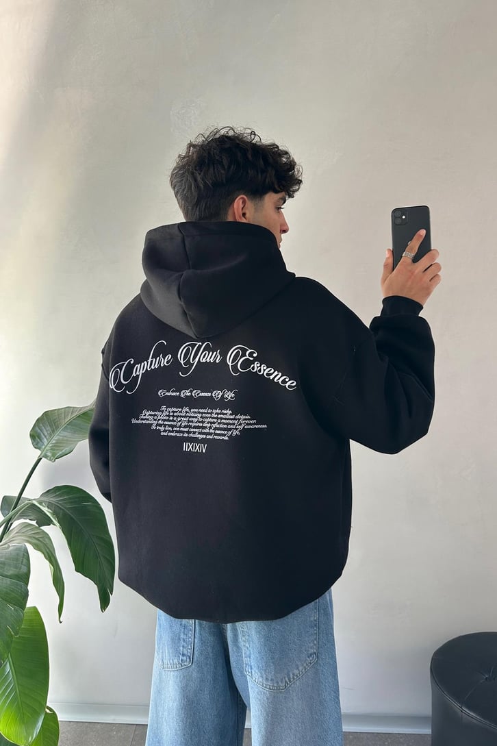 Sırt Baskılı Oversize Hoodie