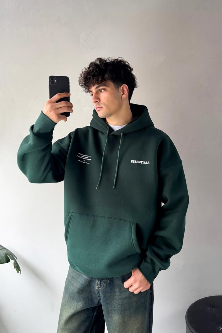 Sırt Baskılı Oversize Hoodie