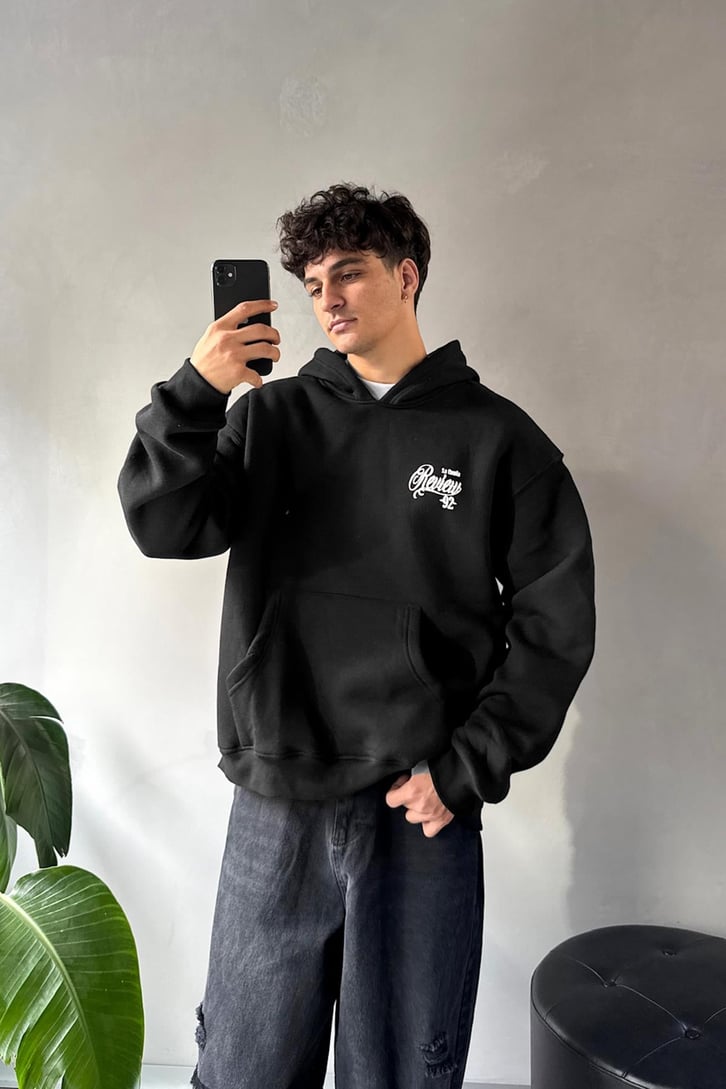 Sırt Detay Baskılı Oversize Hoodie