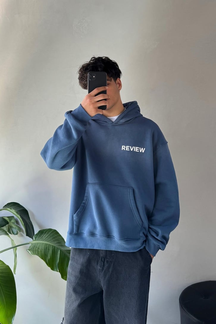 Sırt Detay Baskılı Oversize Hoodie