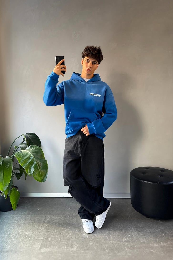Sırt Detay Baskılı Oversize Hoodie