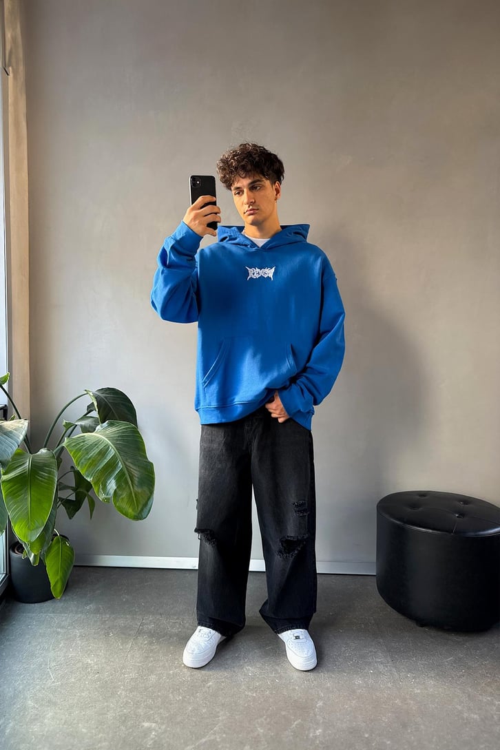 Sırt Detay Review Nakışlı Oversize Hoodie