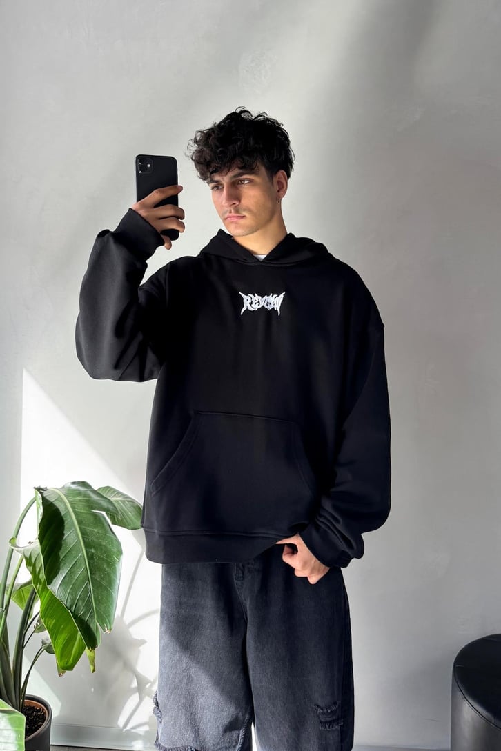 Sırt Detay Rw Nakışlı Oversize Hoodie