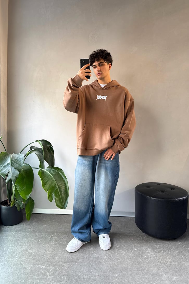 Sırt Detay Rw Nakışlı Oversize Hoodie