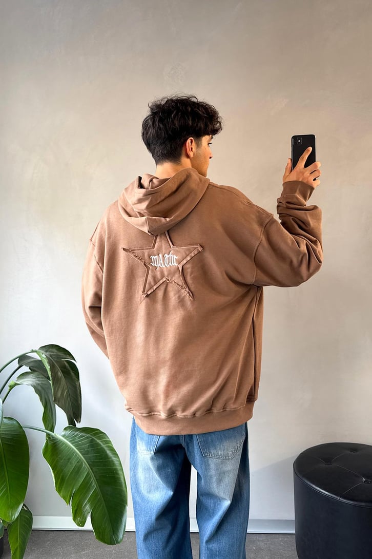 Sırt Detay Rw Nakışlı Oversize Hoodie
