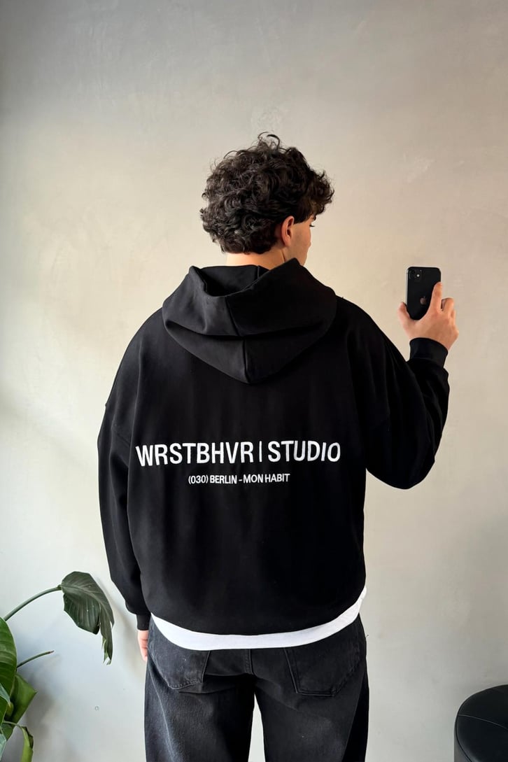Sırt Nakışlı Oversize Hoodie