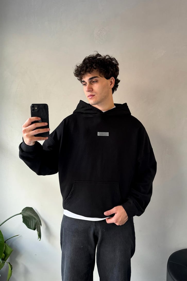 Sırt Nakışlı Oversize Hoodie