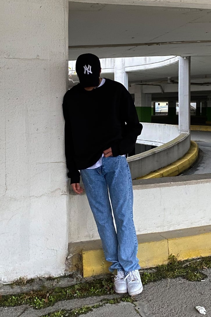 Siyah Basic Oversize Sweatshirt