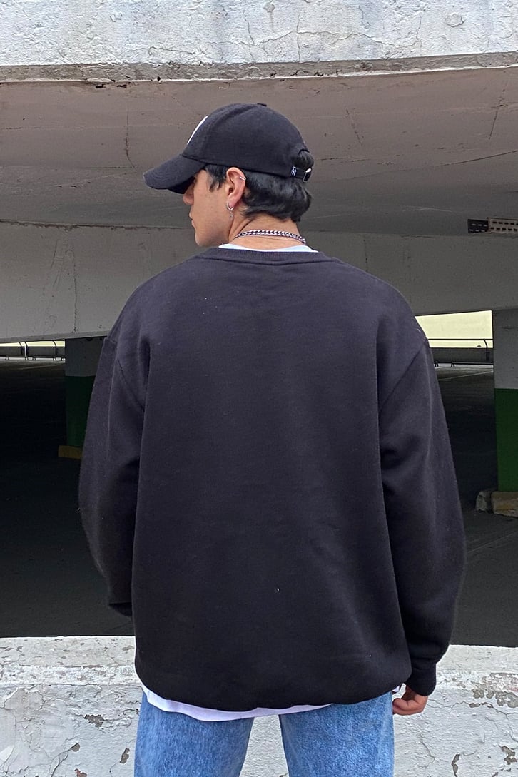 Siyah Basic Oversize Sweatshirt