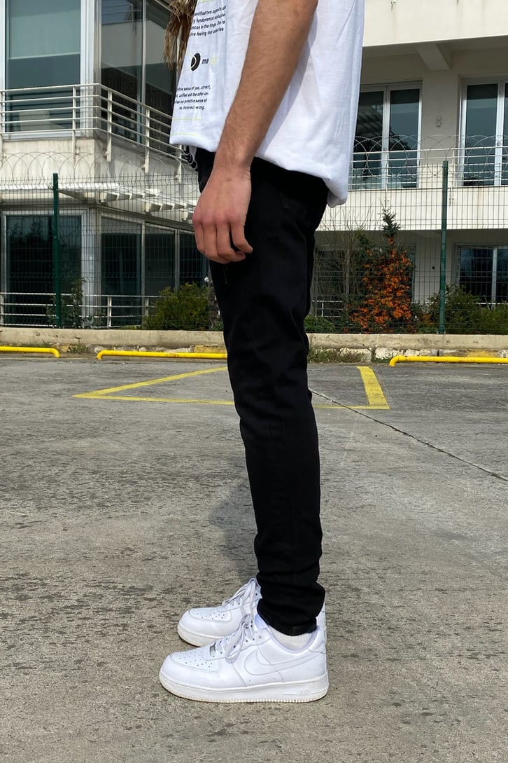 Siyah Mini Distressed Skinny Jean