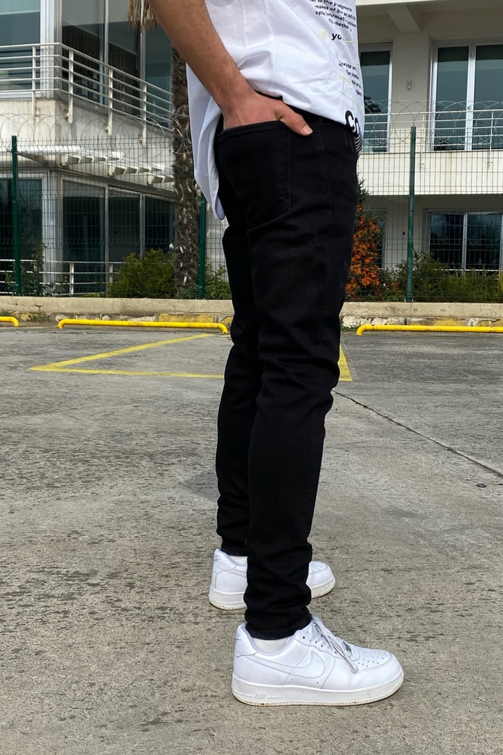Siyah Mini Distressed Skinny Jean