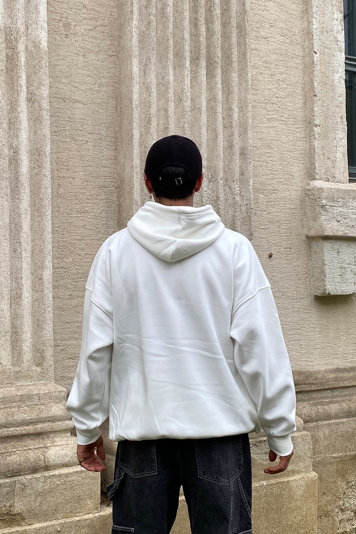 SİYAH NEW YORK BASKILI OVERSIZE HOODIE