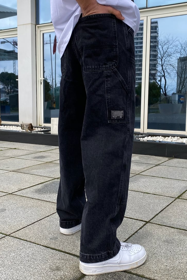 Siyah Patchwork Carpenter Jean