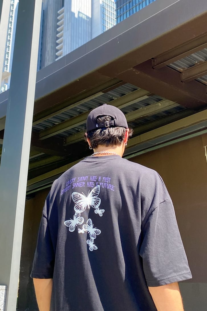 Skeleton Baskılı Siyah Oversize Tshirt