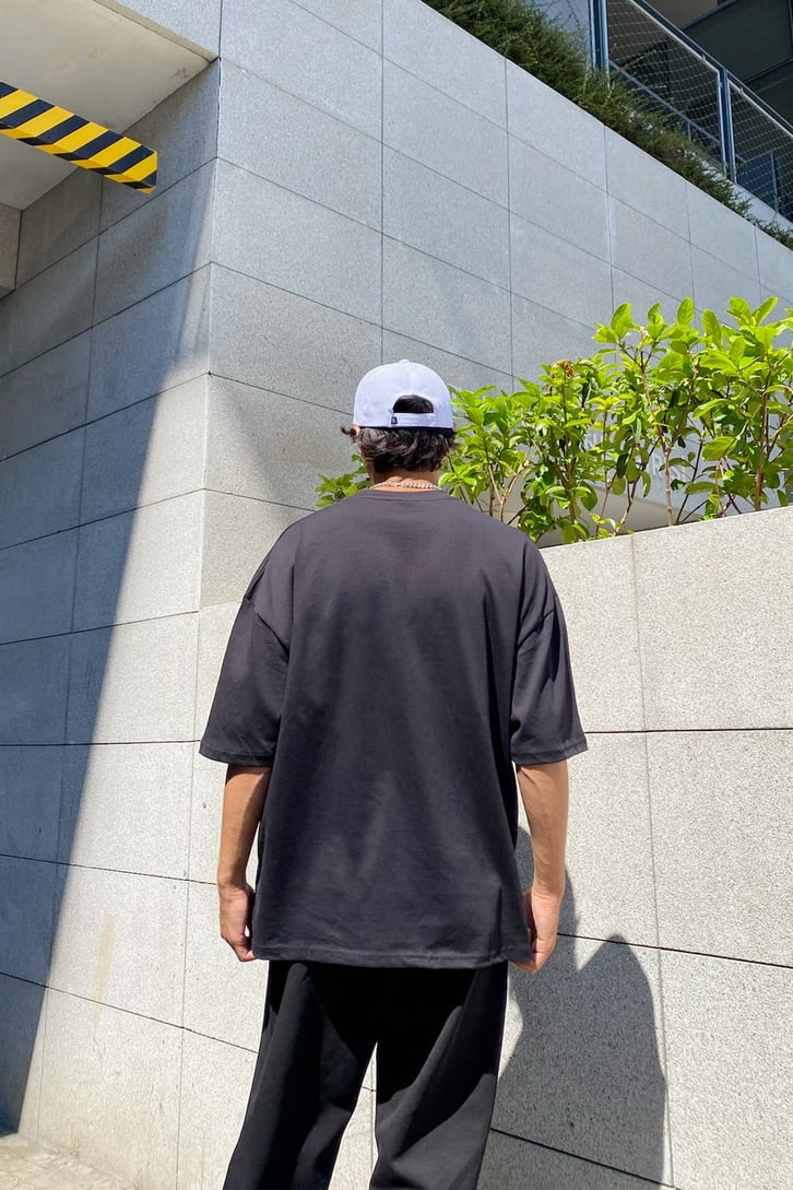 Skeleton Baskılı Siyah Oversize Tshirt
