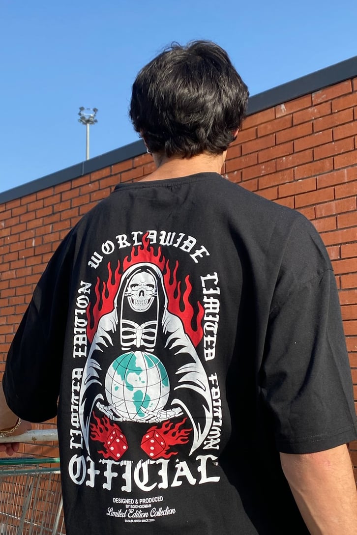 Skeleton Oracle Sırt Baskılı Oversize Tshirt