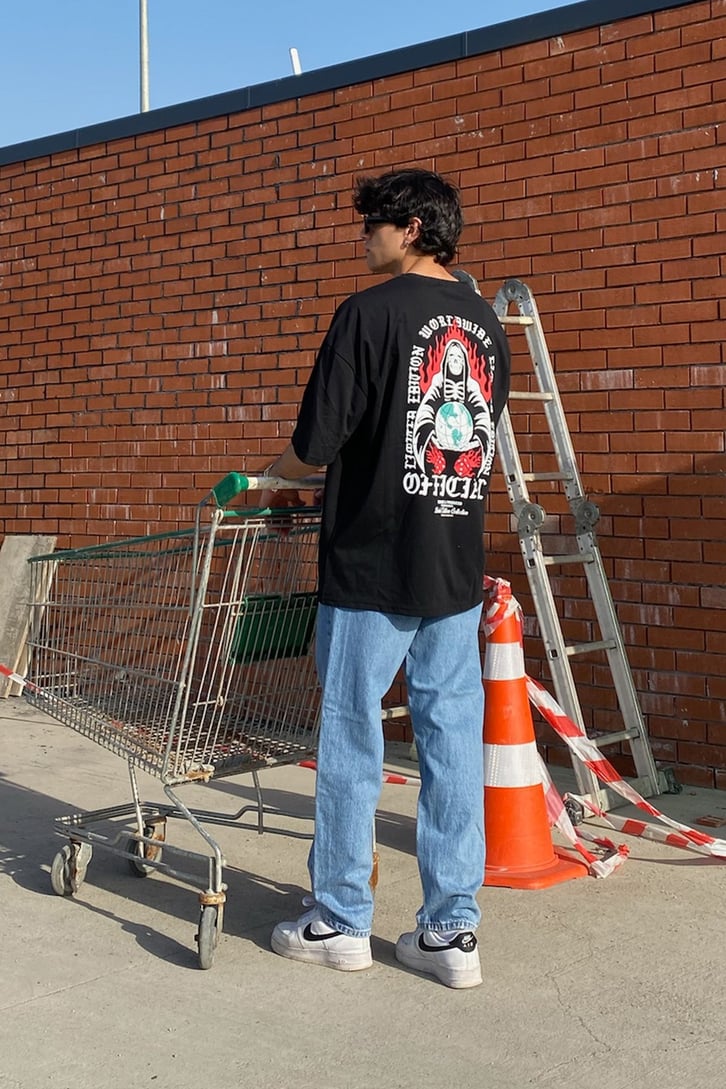 Skeleton Oracle Sırt Baskılı Oversize Tshirt
