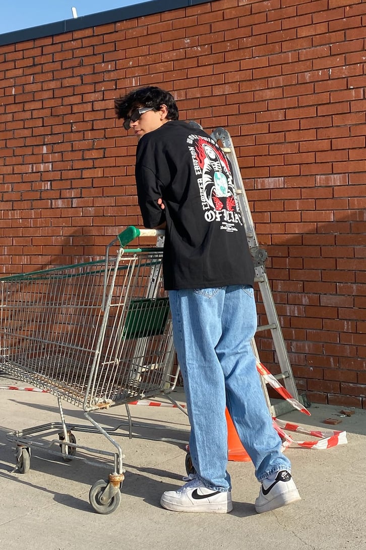 Skeleton Oracle Sırt Baskılı Oversize Tshirt