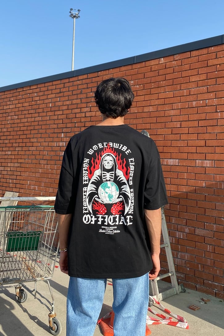 Skeleton Oracle Sırt Baskılı Oversize Tshirt
