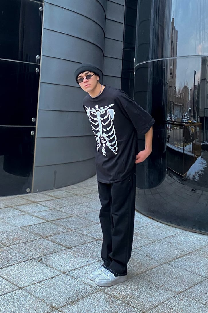Skeleton Printed Oversize Tshirt