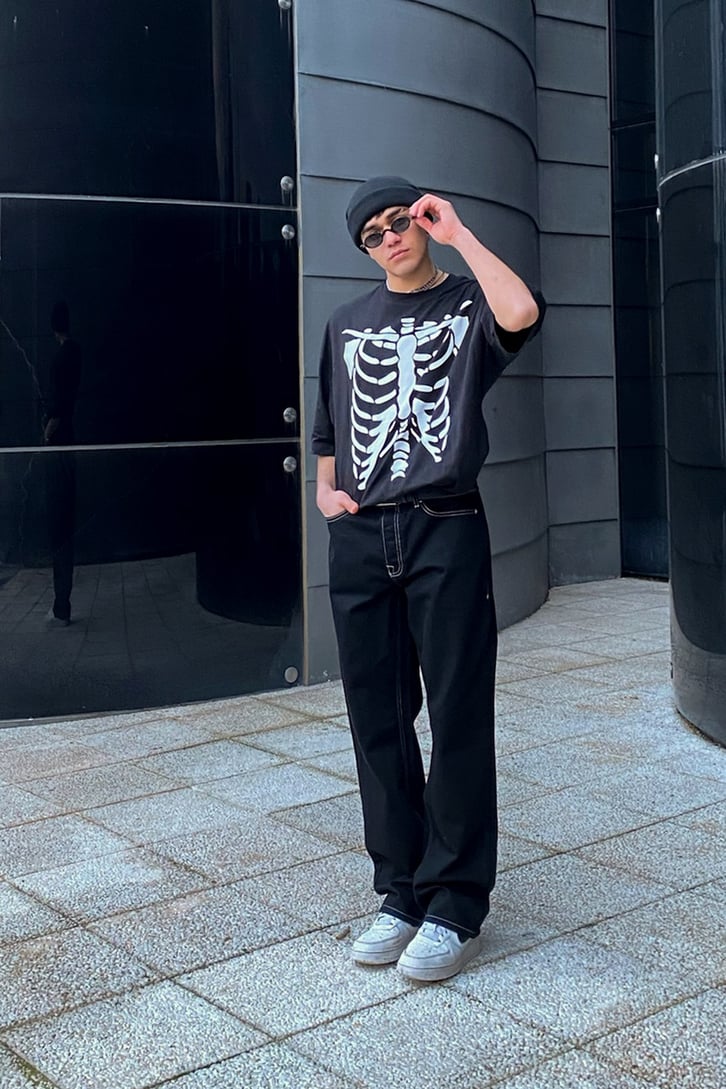Skeleton Printed Oversize Tshirt