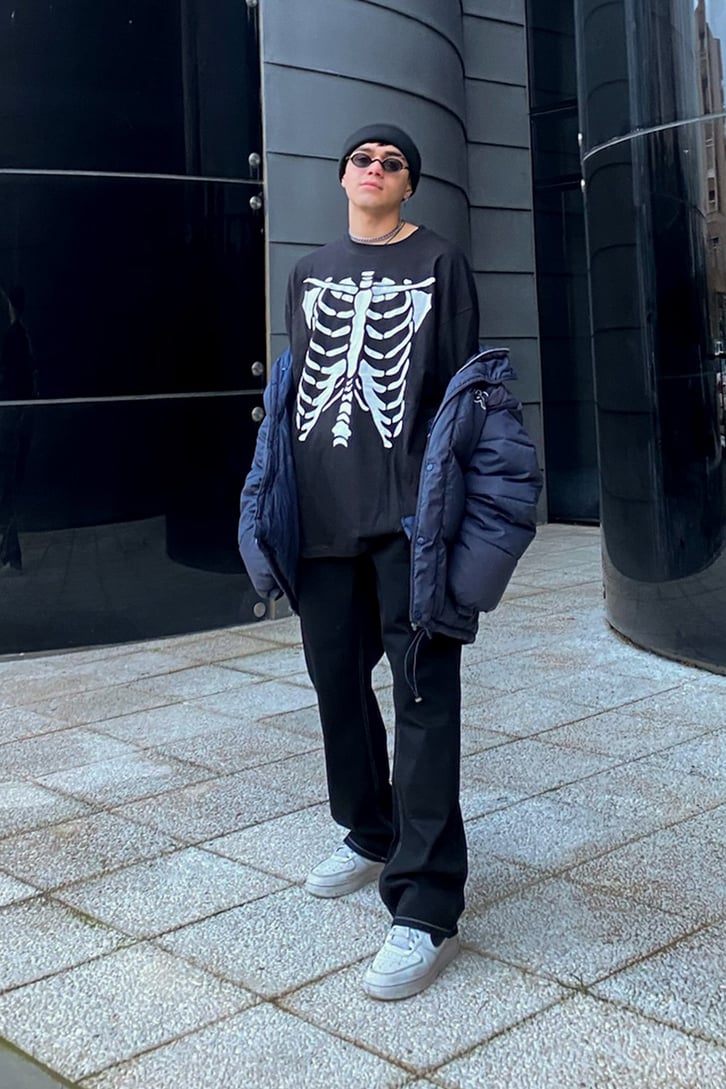 Skeleton Printed Oversize Tshirt