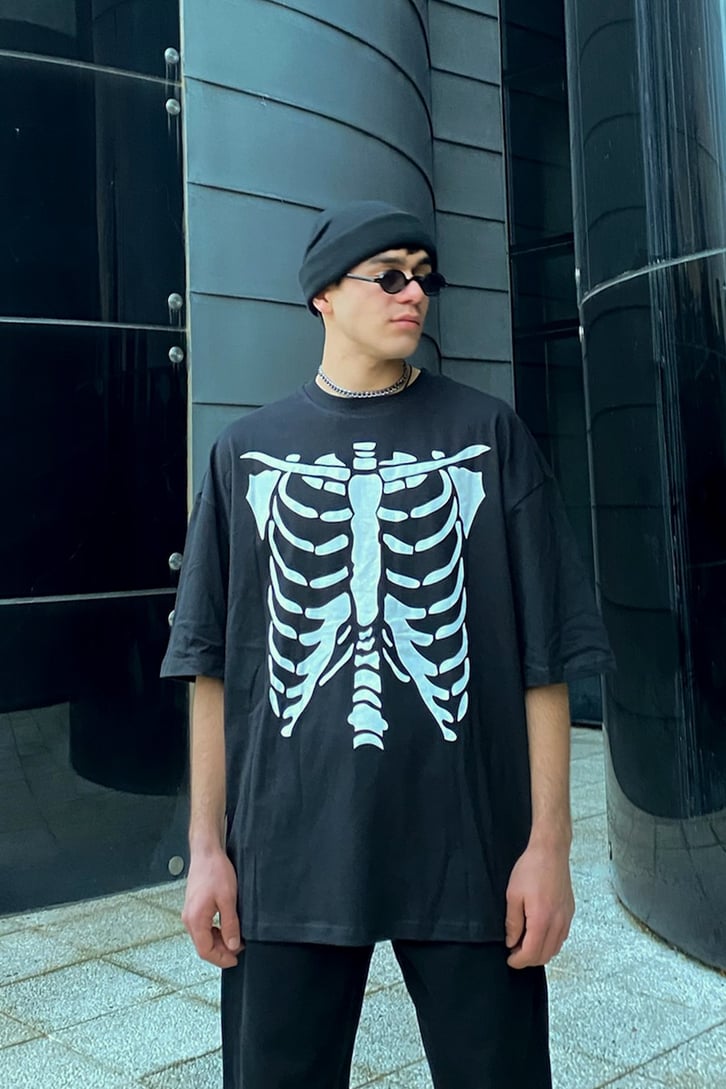 Skeleton Printed Oversize Tshirt