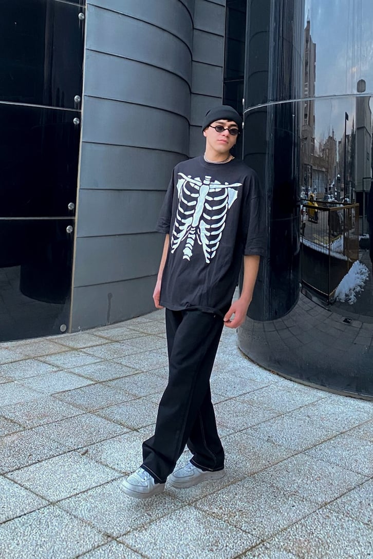 Skeleton Printed Oversize Tshirt
