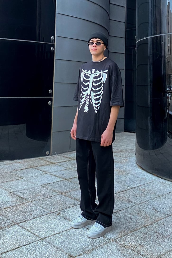Skeleton Printed Oversize Tshirt