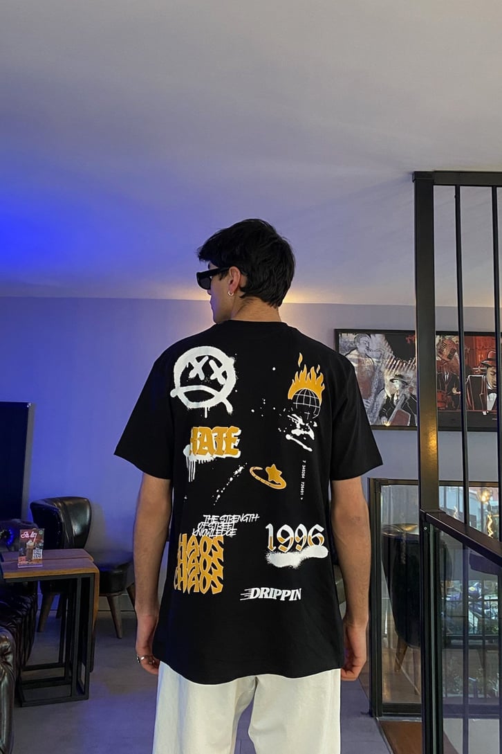 Sketchbook Oversize Siyah Tshirt