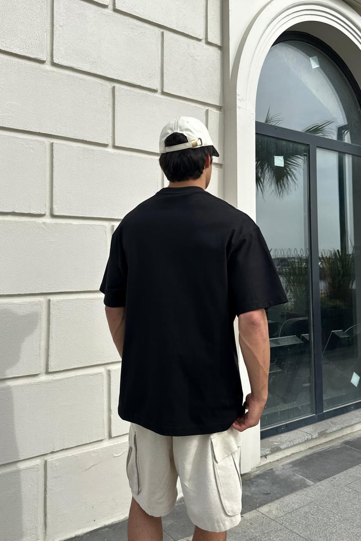 Skull Nakışlı Oversize Tişört