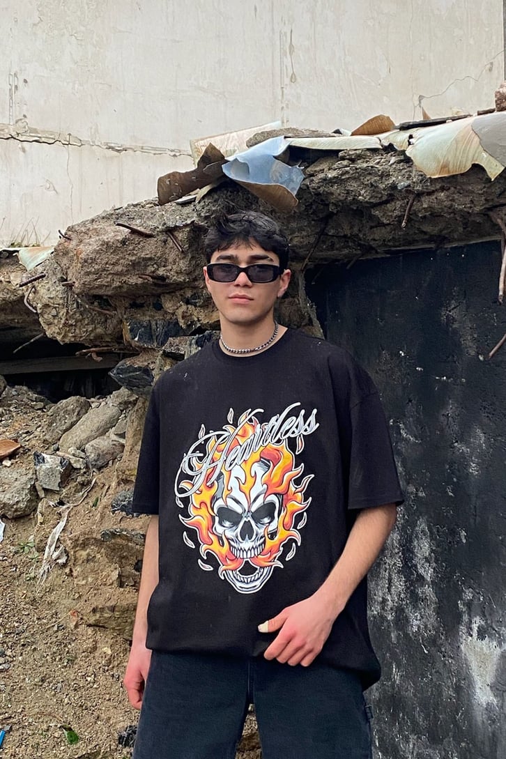 Skull Printed Oversize Tshirt