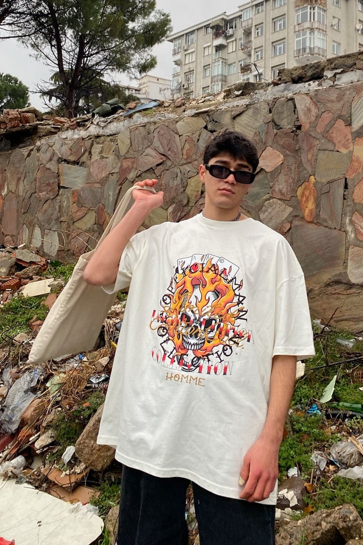 Skull Printed Oversize Tshirt