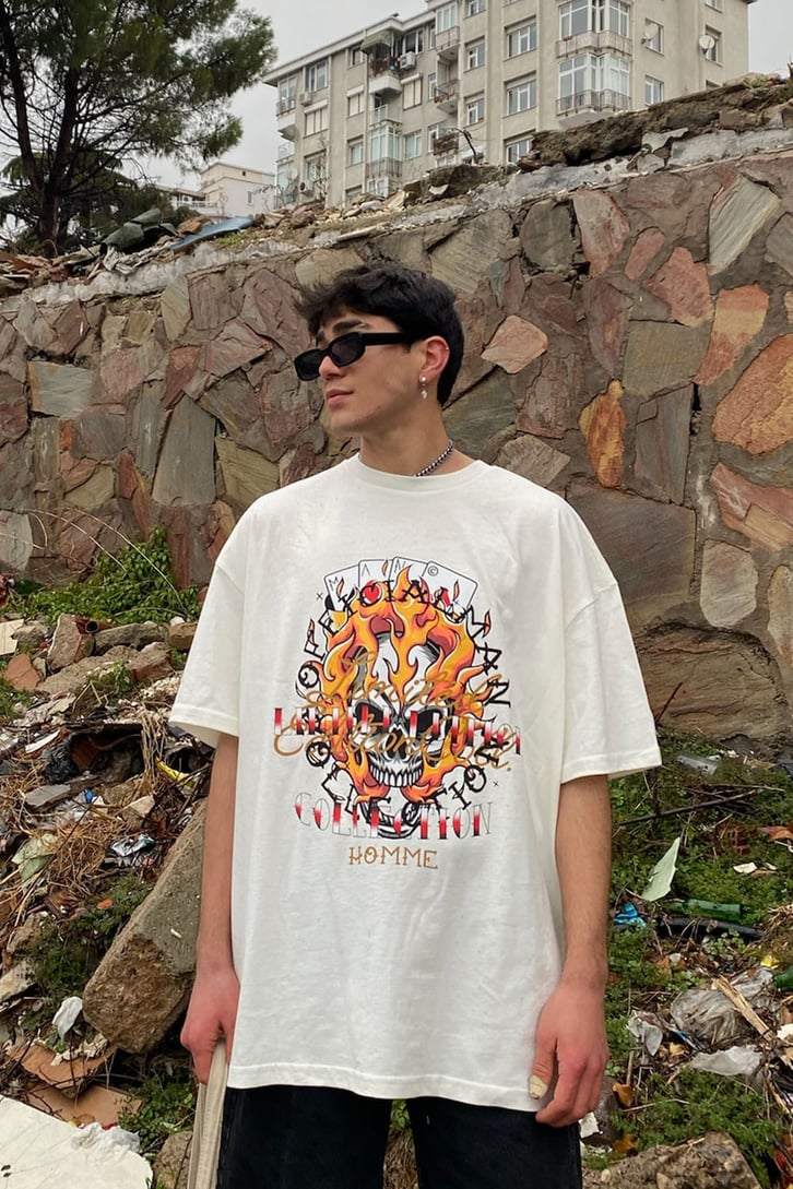 Skull Printed Oversize Tshirt